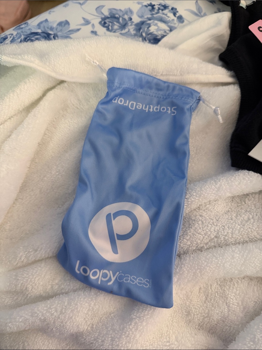 Loopy Case Light Blue Drawstring Pouch